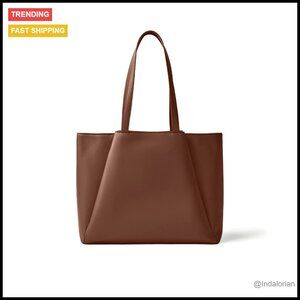 Large PU Leather Tote Bag with Laptop Compartment Chic Work Briefcase